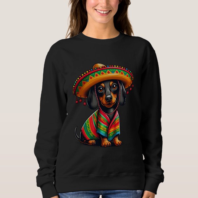 Sudadera Divertido Dachshund Cinco De Mayo Cute Perro Mexic (Anverso)