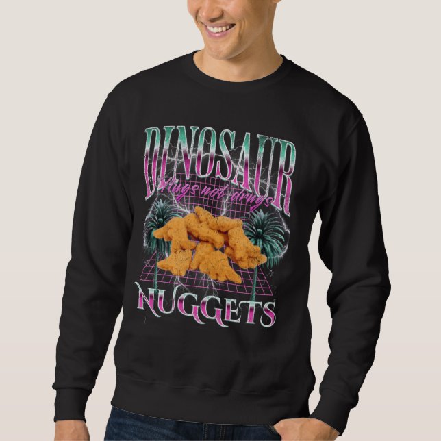 Sudadera Divertido Dinosaurio Pollo Nugget Meme Bootleg 90s (Anverso)