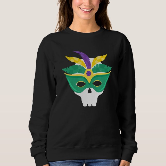 Sudadera Divertido disfraz Mardi Gras Skull Jester Mask (Anverso)