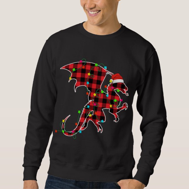Sudadera Divertido Dragón Árbol de Navidad Rojo Vocabulario (Anverso)