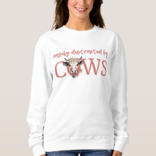 Sudadera Divertido FÁCILMENTE DISTRAÍDO POR COWS Vintage Fl