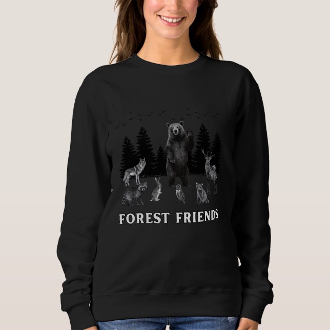 Sudadera Divertido grupo de amigos forestales retro camping (Anverso)