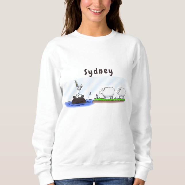 Sudadera Divertido hipopótamo birdie dos ovejas (Anverso)
