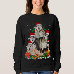 Sudadera Divertido Husky Dog Árbol de Navidad Cuadros Navid
