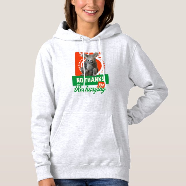 Sudadera Divertido Koala Introvertido Recargando Estado de  (Anverso)