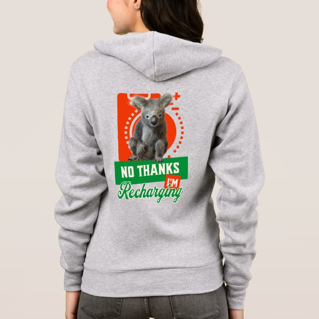 Sudadera Divertido Koala Introvertido Recargando Estado de  (Reverso)