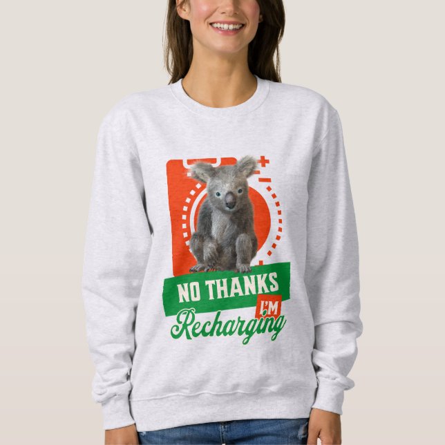 Sudadera Divertido Koala Introvertido Recargando Estado de  (Anverso)