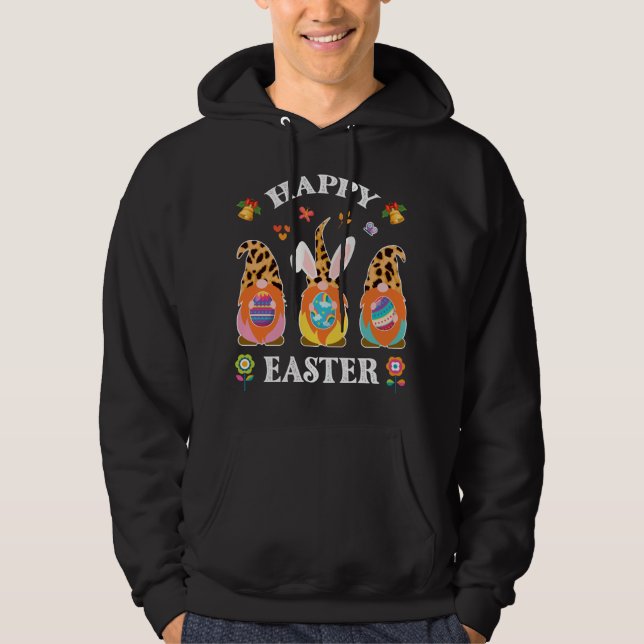 Sudadera Divertido lindo Tres Gnomes Bunny Holding Egg Happ (Anverso)