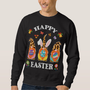 Sudadera Divertido lindo Tres Gnomes Bunny Holding Egg Happ