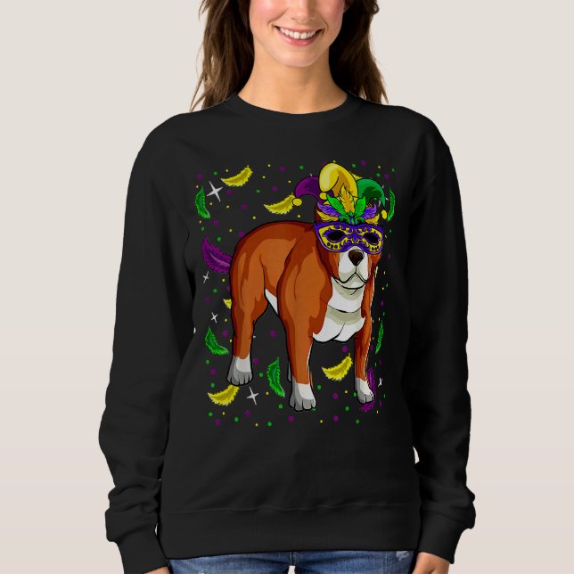 Sudadera Divertido Mardi Gras 2021 Perro Pitbull Con Desfil (Anverso)