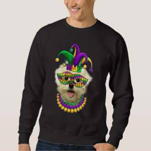 Sudadera Divertido Mardi Gras Aparato de perro maltés mamá