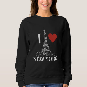 Sudadera Divertido me encanta París Nueva York Mezcla de To