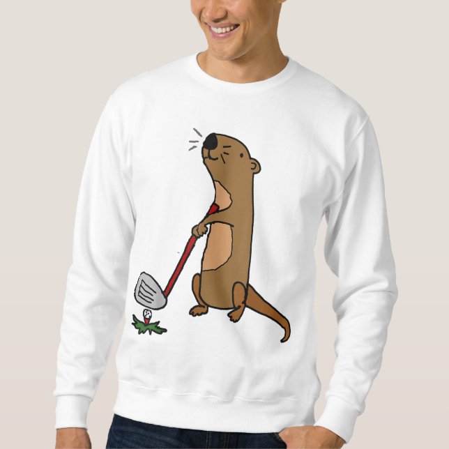Sudadera Divertido Otter Sea Jugando Golf (Anverso)