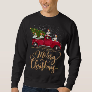 Sudadera Divertido pato conduciendo árbol de Navidad camion