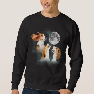 Sudadera Divertido Perro Beagles Tres Beagles En La Luna