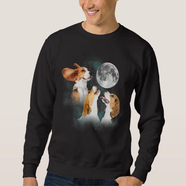 Sudadera Divertido Perro Beagles Tres Beagles En La Luna (Anverso)