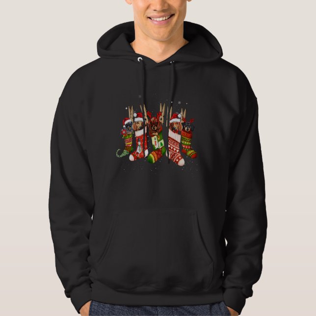 Sudadera Divertido perro de Dachshund en Navidades se burla (Anverso)