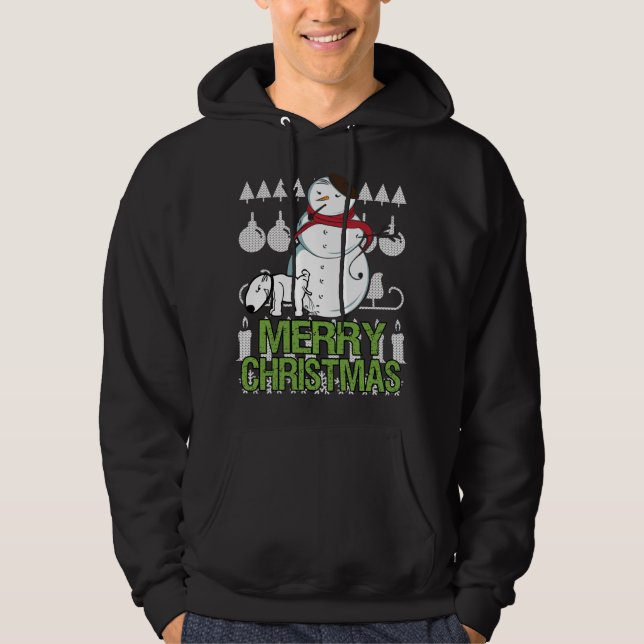 Sudadera Divertido perro orinando a Navidades feos de Snowm (Anverso)