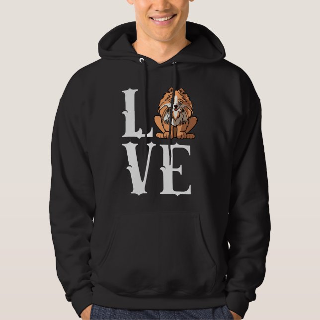 Sudadera Divertido Perro Pomeraniano Mamá Papá Ama R (Anverso)