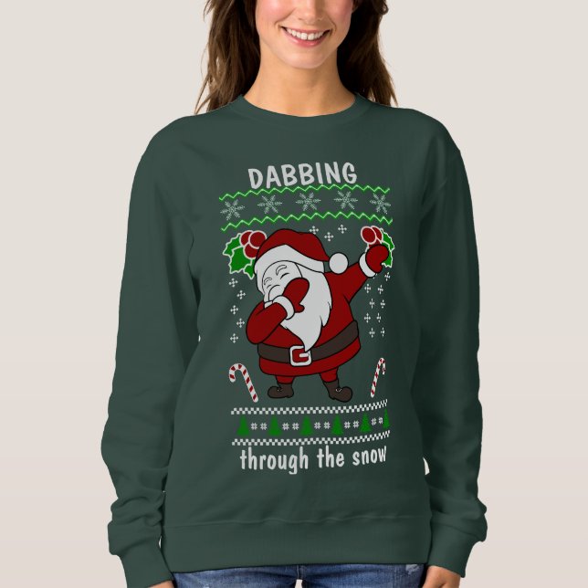 Sudadera Divertido Santa Dabbing a través de los Navidades  (Anverso)