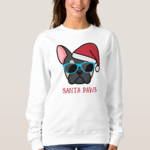 Sudadera Divertido Santa Patas Frenchie Negro y Canela Navi