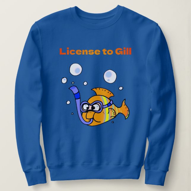 Sudadera Divertido Scuba Buceo Pescado Pun Diseño (Anverso del diseño)
