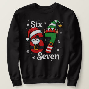 Sudadera Divertido Seis Siete 67 Meme 6 7 Elfo Santa Navida