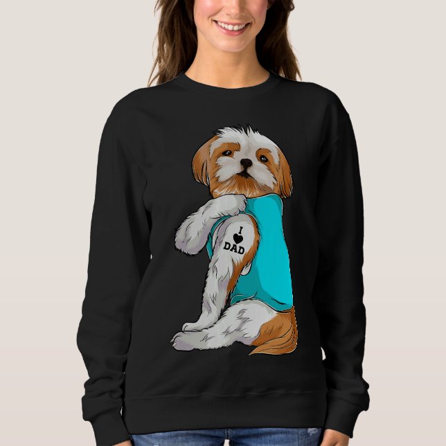 Sudadera Divertido Shih Tzu Yo Amo A Papá Tattoo (Anverso)
