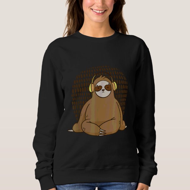 Sudadera Divertido Sloth Escuchando música dulce Sloth (Anverso)