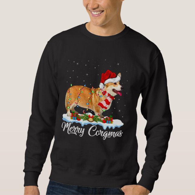 Sudadera Divertidos Navidades de Xmas Lighting Merry Corgma (Anverso)