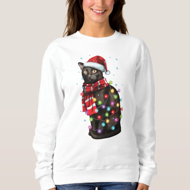 Sudadera Divertidos regalos navideños de un gato chiflado d (Anverso)
