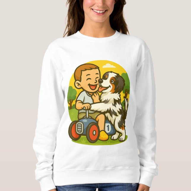 Sudadera Diviértete con Cachorro y Niño (Anverso)