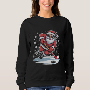 Sudadera Diviértete Navidad Santa Jugando Hockey sobre Hiel