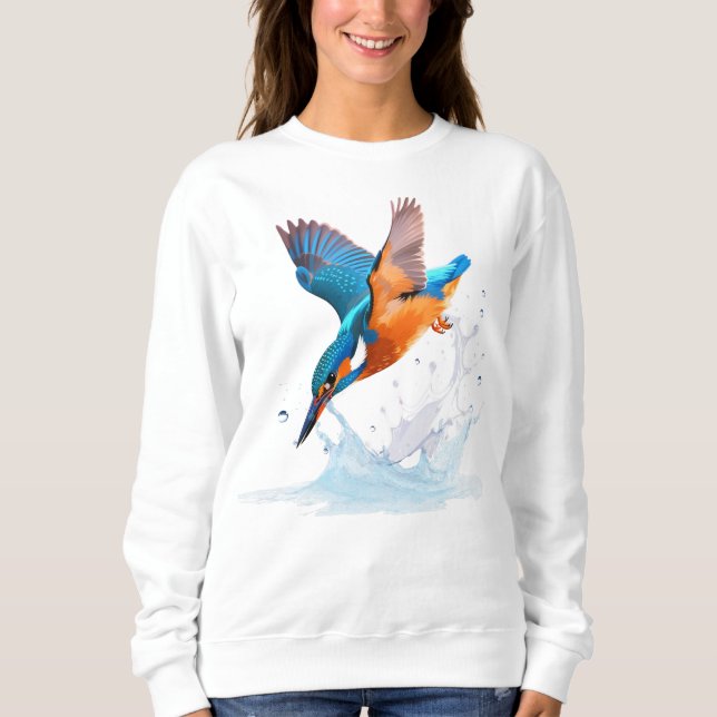 Sudadera Diving Kingfisher Vibrant Wildlife Art (Anverso)