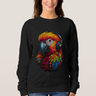 Sudadera DJ de loro de colores con audífonos loros africano