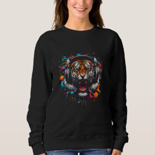 Sudadera DJ de música Tiger con audífonos Art Colorful Wild