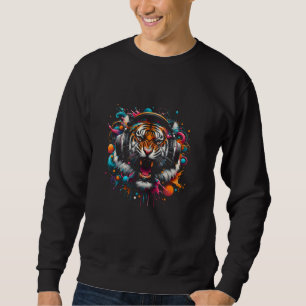 Sudadera DJ de música Tiger con audífonos Art Colorful Wild