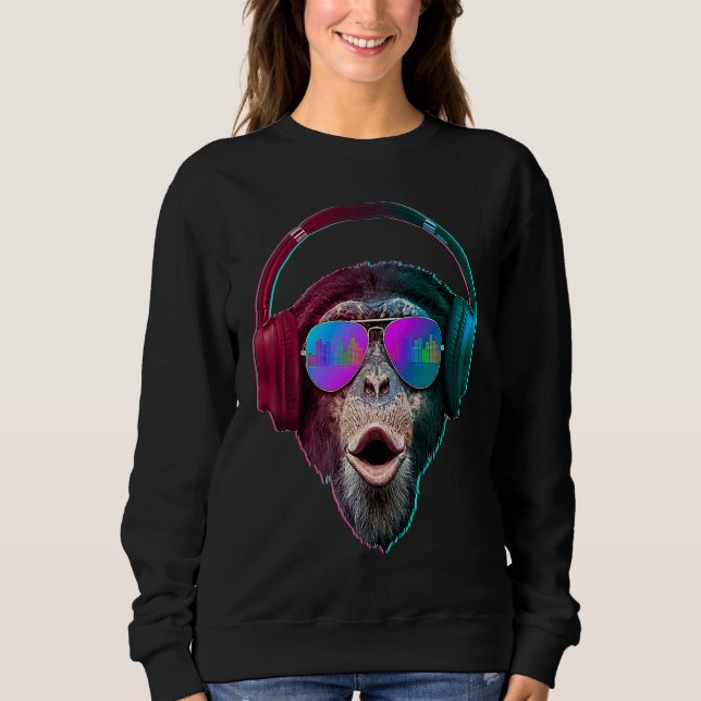 Sudadera DJ Monkey Disc Jockey Música Rave (Anverso)