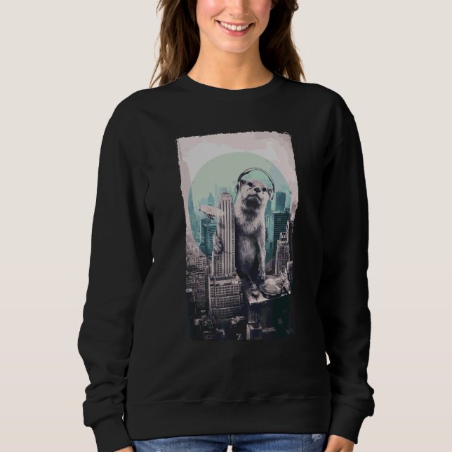 Sudadera Dj Music Studio Gigante Squirrel En La Ciudad (Anverso)