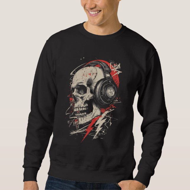 Sudadera DJ Skull Headphones Lightning Music Electronic Got (Anverso)