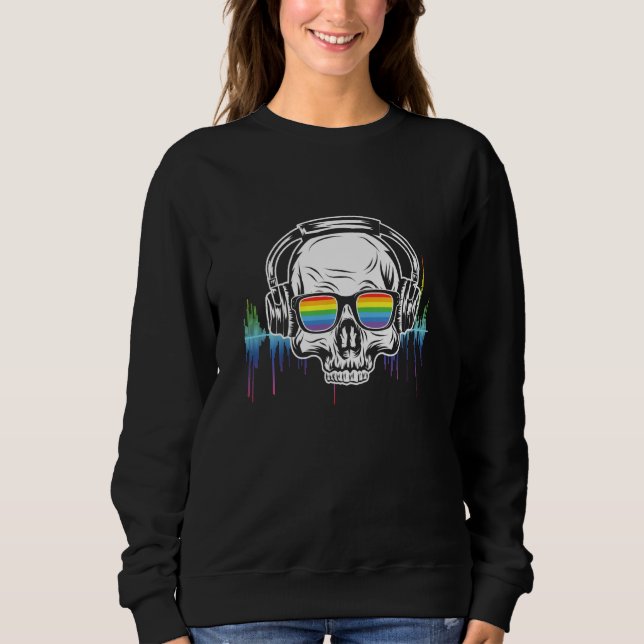 Sudadera Dj Skull Rainbow Music (Anverso)
