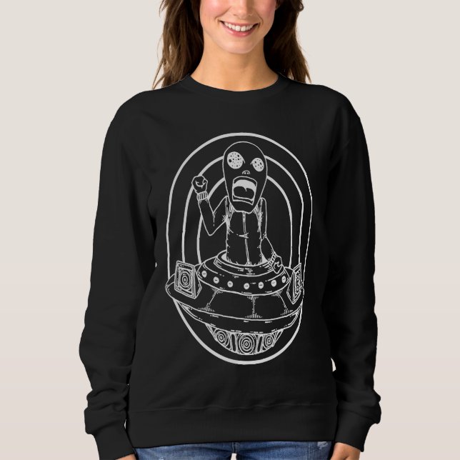 Sudadera DJ Techno Raver Alien de vinilo (Anverso)