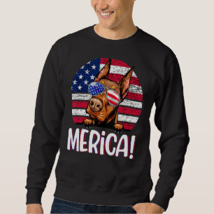 Sudadera Doberman 4 De Julio Bandera Estadounidense Perro H