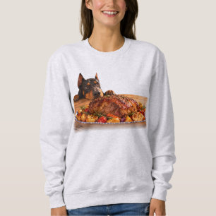 Sudadera Doberman Divertido Mirando Asado de Ternera