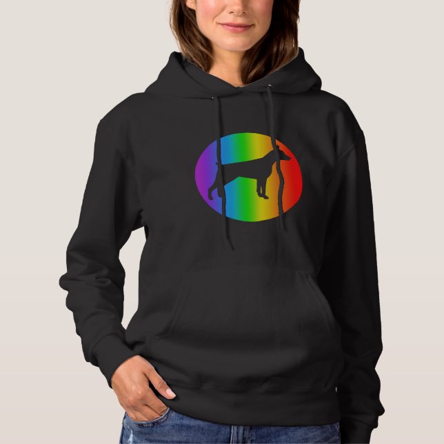 Sudadera Doberman Dog Lover Rainbow Silhouette Doberman Pin (Anverso)