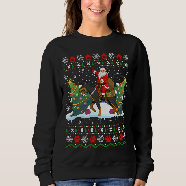 Sudadera Doberman Dog Lover Xmas Ugly Santa (Anverso)