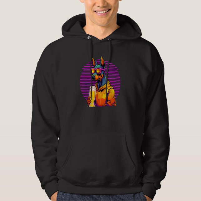 Sudadera Doberman Drinking Beer For Mom Dad Dobie (Anverso)