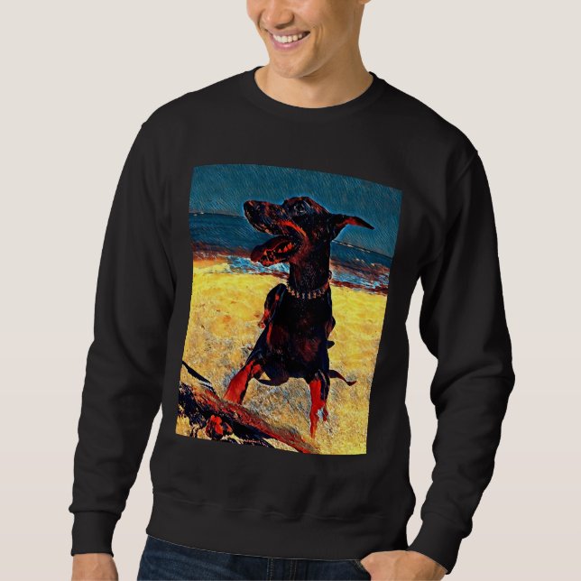 Sudadera Doberman En La Playa 820 (Anverso)