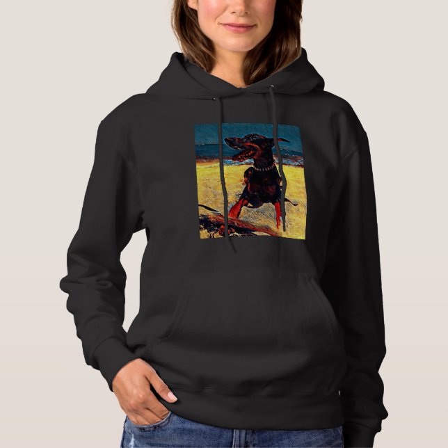 Sudadera Doberman En La Playa 820 (Anverso)