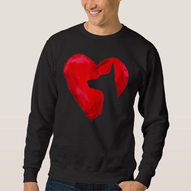 Sudadera Doberman Heart silhouette Valentine's Day Dog Love (Anverso)